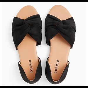 - BLACK FAUX SUEDE TWIST FRONT D’ORSAY FLAT (WW). Tags still on